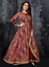 Coffee Colour Fancy Latest Designer Fancy Ethnic Wear Masloon Silk Anarkali Gown Collection 17
